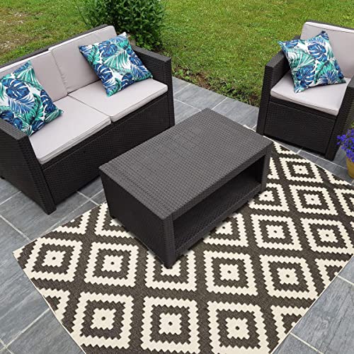 UN AMOUR DE TAPIS - Teppich für den Außenbereich, 160 x 230 cm, rechteckig, für Outdoor, BC Roma, wendbar, Schwarz, Terrasse, Garten, geeignet für die Heizung durch den Fußboden von UN AMOUR DE TAPIS