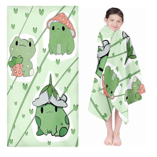 UNAGRI Cartoon Frosch Trandtuch 90x180 cm Frosch Badetuch Strandlaken Handtücher 50x100cm Für Fitness Reisen Badetuch Groß 100x200cm Microfaser Handtücher Handtuch (1,100 x 200 cm) von UNAGRI