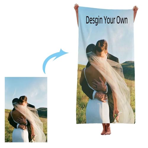 UNAGRI Personalisiert Strandtuch Mit Namen Foto Personalisiertes Strandtuch, Personalisierte Mikrofaser Strandtuch Mit Namen, Geschenk Für Freunde Familie Geburtstag (90 x 180 cm) von UNAGRI