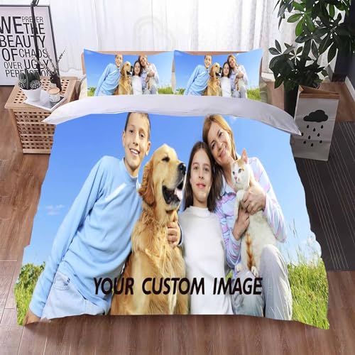 UNAGRI Personalisierte Bettwäsche 135x200, Personalisierte Angepasste Bettbezug, Gestalten Sie Ihre Bettwäsche Und Kissenbezüge Mit Eigenem Foto (135×200CM) von UNAGRI
