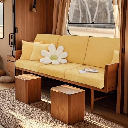 UNBBRRL Bezüge Wohnwagen Polster, Schutz Vor Katzen Kratzern Sitzbezüge Wohnmobil, Waschbare Stretch Chenille RV Dinetten Kissenbezüge (Lemon,W(80-130cm),D(50-65cm)) von UNBBRRL