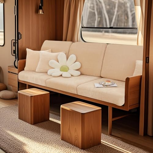 UNBBRRL Bezüge Wohnwagen Polster, Schutz Vor Katzen Kratzern Sitzbezüge Wohnmobil, Waschbare Stretch Chenille RV Dinetten Kissenbezüge (beige,W(70-95cm),D(65-75cm)) von UNBBRRL