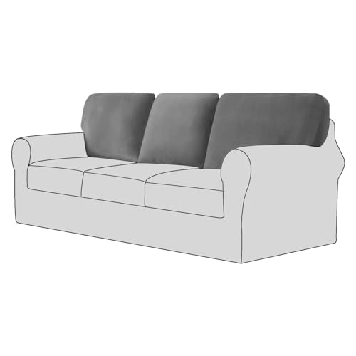 UNBBRRL Sofa-Rückenlehnenbezug Stretch-Samt, Separate Rückenkissenbezüge, Sofabezug Rückenkissen rutschfest, Sofa-Rückenbezug (Grau1,Großes Quadrat×3) von UNBBRRL