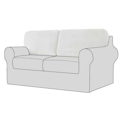 UNBBRRL Sofa-Rückenlehnenbezug Stretch-Samt, Separate Rückenkissenbezüge, Sofabezug Rückenkissen rutschfest, Sofa-Rückenbezug (Weiß,Rechteckig×2) von UNBBRRL