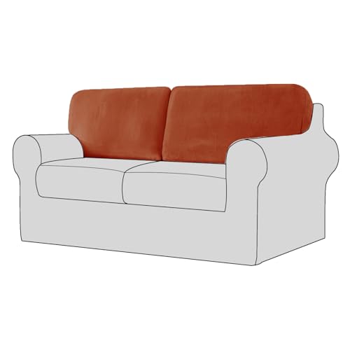 UNBBRRL Sofa Sitzkissenbezug und Rückenlehnenbezug Set, Stretch-Samt Couch Bezug, Sofabezug Rückenkissen Elastischer Sitzbezug (Orange,2 Rückenlehne) von UNBBRRL