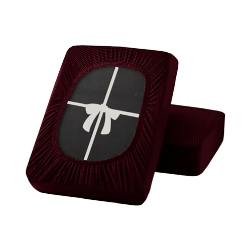 UNBBRRL Sofa sitzkissenbezug Stretch, rutschfest bezüge für Sofa mit Krawatten, sitzkissenbezug eckbank überzug Couch schoner Auflage (W(165-200cm),D(65-95cm),Wine-red) von UNBBRRL