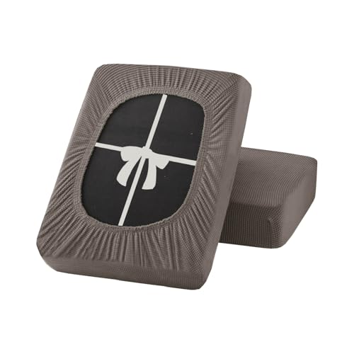 UNBBRRL Sofa sitzkissenbezug Stretch, rutschfest bezüge für Sofa mit Krawatten, sitzkissenbezug eckbank überzug Couch schoner Auflage (W(60-90cm),D(30-50cm),Taupe) von UNBBRRL