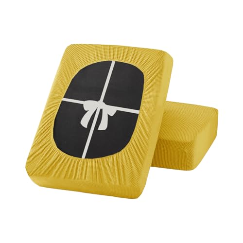 UNBBRRL Sofa sitzkissenbezug Stretch, rutschfest bezüge für Sofa mit Krawatten, sitzkissenbezug eckbank überzug Couch schoner Auflage (W(60-90cm),D(30-50cm),Yellow) von UNBBRRL
