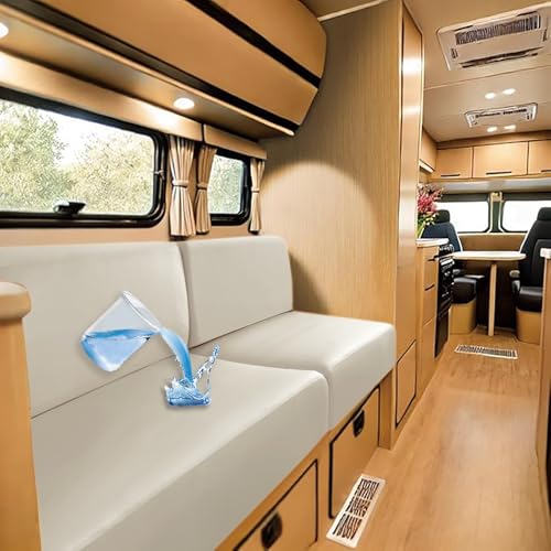 UNBBRRL Wohnmobil Sitzpolster Bezug Wasserdichtes, Wohnwagen Kissen Bezug Mit Befestigung Sgurten, Stretch Sofa Sitzkissenbezüge PU-Leder 100% (White,W(165-195cm),D(70-95cm)) von UNBBRRL