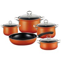 Riess Geschirr/Kochtopf Set 5-teilig mit Glasdeckel Emaille Nouvelle Corall von UNBEKANNT