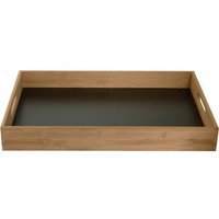 Serviertablett 32 x 48 cm rechteckig schwarz mit Bambus Holzrand Tablett - Braun von UNBEKANNT