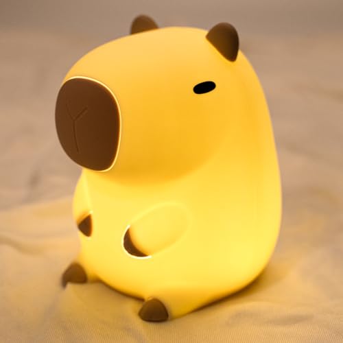 UNEEDE LED Nachtlicht Kinder,Nachtlicht süße Tiere, Kawaii Capybara Silikon Kinder Nachtlicht Dimmbar Touch USB Lampe von UNEEDE