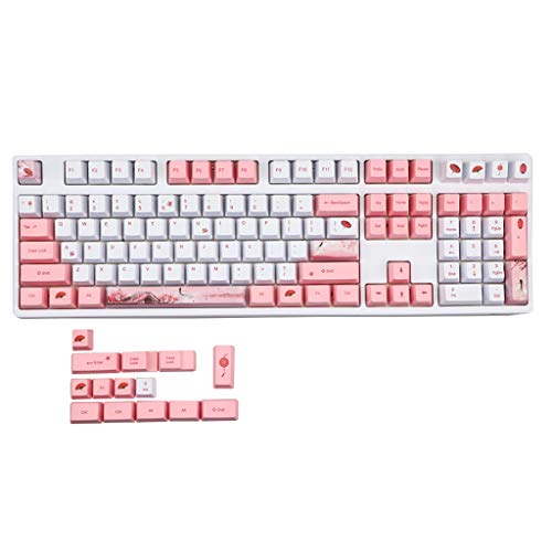 UNF 108 + 14 Tasten OEM PBT Tastenkappen, komplettes Set von mechanischen Tastaturtasten, PBT Dye Sublimation Kirschblüte Tastenkappen von UNF