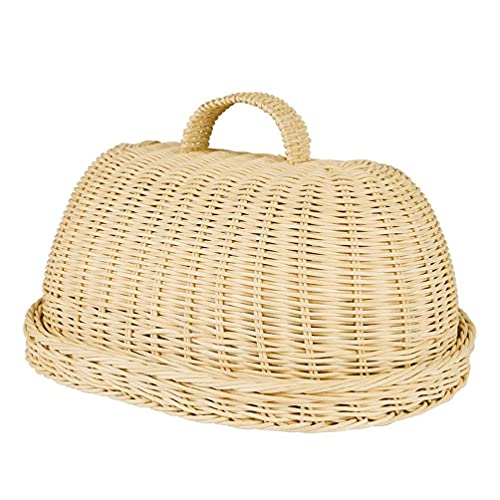 UNFAIRZQ Handgewebte Rattan Brot Korb Lebensmittel Obst Gemüse Servierkörbe Mit Abdeckung Rattan Brot Korb Mit Abdeckung von UNFAIRZQ