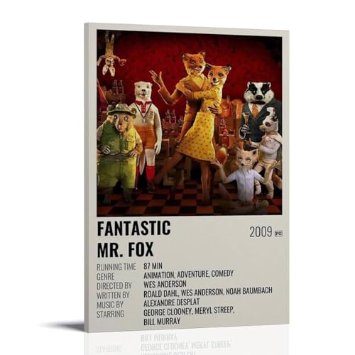 Fantastic Mr. Fox Movie Full Character Minimalist Poster Dekorative Malerei Leinwand Wandkunst Wohnzimmer Poster Schlafzimmer Malerei,Wandkunst Bilddruck Moderne Familienzimmer Dekor 16x24inch(40x60cm von UNFANRWZW