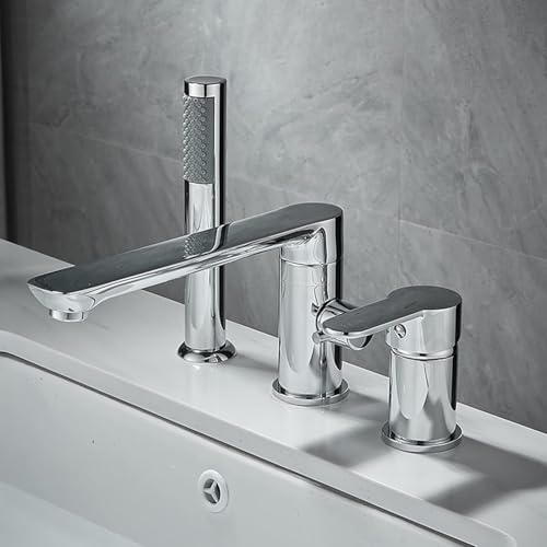UNFRASLOP 3 Loch Badewannenrand Armatur mit ausziehbarer Handbrause Badewanne Rand Badewannenarmatur Set,Chrome UNFRASLOP 3 Loch Badewannenrand Armatur mit ausziehbarer Handbrause Badewanne Rand Badewannenarmatur Set,Chrome von UNFRASLOP