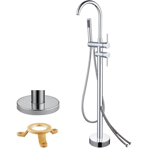 UNFRASLOP B,Freistehende Armatur Badewanne, 2 Modus Standarmatur Für Wanne Mit Handbrause 360°Drehen Auslauf Bodenstehende Wannenarmatur Messing Badewannenarmatur Chrom von UNFRASLOP