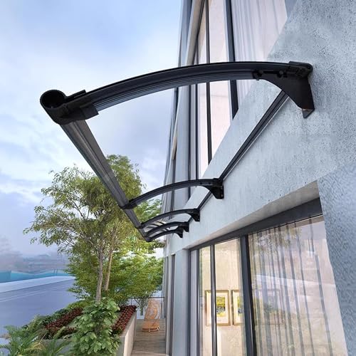 Vordach Überdachung Haustürvordach,Pultbogenvordach Aus 2.5 Mm Transparent Polycarbonat Und Aluminium Rahmen,Wasserdicht,UV Beständig Vordach,Mit Zubehör,240 * 100cm von UNFRASLOP