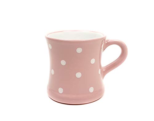 UNGARNIKAT Keramik Becher/Kaffeebecher Tasse rosa mit handbemalten weißen Punkten 0,45 L von UNGARNIKAT