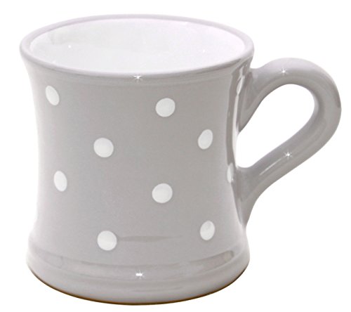UNGARNIKAT Keramik Becher/Kaffeebecher grau mit handbemalten weißen Punkten 0,45 L von UNGARNIKAT