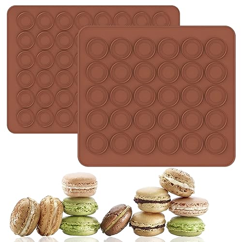 BuLKee Macarons Backmatte, 2pcs Macarons Silikon Backmatte Macaronsformen Silikonform Antihaftbeschichtet Backmatte Macarons Silikon für Macaron, Cupcake, Dessert （klein mittel） von UNGROL