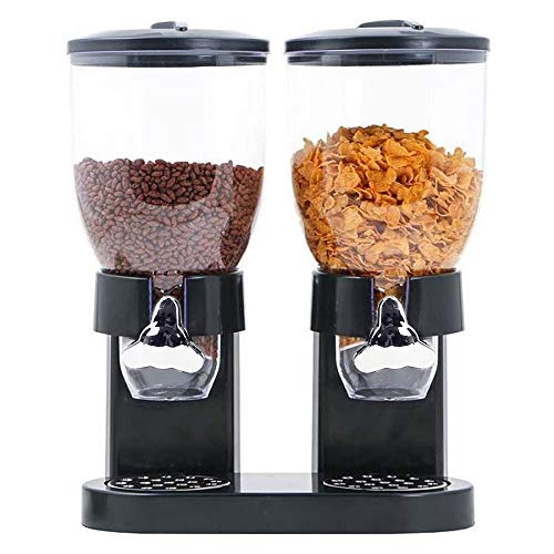 MOMM Doppelter Müsli-Spender, Duo Müsli-Spender, Müsli-Spender - Cornflakes Dispenser - Müsli-Behälter mit 2 Behältern - Frühstück (Schwarz) von MOMM