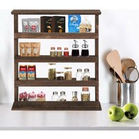 4 Etagen Gewürzregal Küchenregal Gewürzständer Ablage Küchenarbeitsplatte Organizer Wandregal für die Wand oder stehend 53×10×60 cm von UNHO