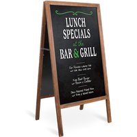 Aufsteller Kreidetafel Kundenstopper beidseitig aus Holz Magnetische Holztafel Werbetafel Schreibtafel klappbar 100×50cm - Braun von UNHO