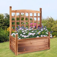 Blumenkasten mit Rankgitter, Rankkasten Holz, Hochbeet Pflanzkübel Pflanzkasten Balkon, Garten wetterfest von UNHO