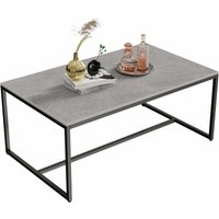 Couchtisch Modern Marmor rechteckig Wohnzimmertisch Kaffeetisch, Beistelltisch mit Metallgestell, Grau 100x60x42cm von UNHO