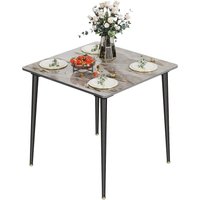 Esstisch Marmor Optik, 80×80cm Küchentisch Esszimmertisch für 4 Personen, Rechteckig Tisch mit rutschfesten Beinen aus Metall, Modern Design, Hellgrau von UNHO