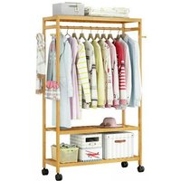 Unho - Kleiderständer auf Rollen Garderobenständer Bambus, offener Kleiderschrank mit Schuhablage Kleiderstange Haken, 80x35x165 cm Unho - Kleiderständer auf Rollen Garderobenständer Bambus, offener Kleiderschrank mit Schuhablage Kleiderstange Haken, 80x35x165 cm von UNHO