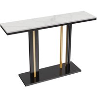 Konsolentisch Marmor Schmal Metall, Luxus Konsolentisch Marmor mit Metallgestell, 2-Ablagen Beistelltisch Flurtisch Eingangtisch für Wohnzimmer Flur Konsolentisch Marmor Schmal Metall, Luxus Konsolentisch Marmor mit Metallgestell, 2-Ablagen Beistelltisch Flurtisch Eingangtisch für Wohnzimmer Flur von UNHO