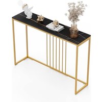 Konsolentisch XXL Beistelltisch Flurtisch Marmor, Ablagetisch Dekotisch Sideboard Beistelltisch mit goldenem Metallrahmen Wohnzimmer Eingangsbereich, Konsolentisch XXL Beistelltisch Flurtisch Marmor, Ablagetisch Dekotisch Sideboard Beistelltisch mit goldenem Metallrahmen Wohnzimmer Eingangsbereich, von UNHO