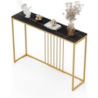 Konsolentisch xxl Beistelltisch Flurtisch Marmor, Ablagetisch Dekotisch Sideboard Beistelltisch mit goldenem Metallrahmen Wohnzimmer Eingangsbereich, von UNHO