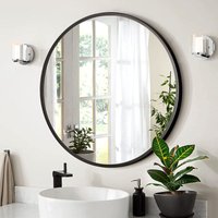 Rund Spiegel 80cm, Wandspiegel schwarz Badspiegel Schminkspiegel für Bad, Ankleidezimmer, Wohnzimmer von UNHO