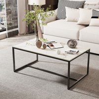 Couchtisch Marmor Weiß Modern Kaffeetisch Rechteckiger Skandinavisch Wohnzimmertisch mit schwarz Metallgestell - Beistelltisch für Wohnzimmer Couchtisch Marmor Weiß Modern Kaffeetisch Rechteckiger Skandinavisch Wohnzimmertisch mit schwarz Metallgestell - Beistelltisch für Wohnzimmer von UNHO