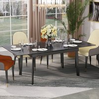 Esstisch ausziehbar Marmor Küchentisch Modern Esszimmertisch für 6-8 Personen Ausziehtisch mit Schwarze Metallgestell 160x80 cm, Dunkelgrau-Schwarz von UNHO