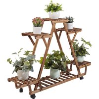 Blumenregal rollbar Blumentreppe mit 6 Ebenen Pflanzentreppe für Balkon Garten Holz - Unho von UNHO