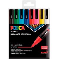 Uni-ball - Uniball marker posca pc-3m/8c non-permanent fine point 0.9mm-1.3mm assorted colors basic -case 8u-. von UNI-BALL