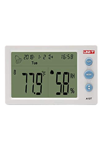 UNI-T Indoor Outdoor Thermo-Hygrometer, A13T Wireless LED Digital Hygrometer mit Temperatur/Feuchte/Kalender/Wecker von UNI-T