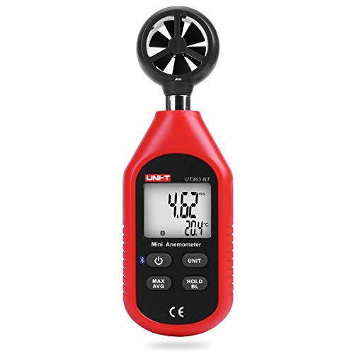 UNI-T UT363BT Mini-Bluetooth-Anemometer, digitaler Hand-Windmesser mit Thermometer und Max/Min für Wetterdaten-Sammlung und Outdoor-Sport wie Windsurfen oder Segeln mit Hintergrundbeleuchtung von Uni-T