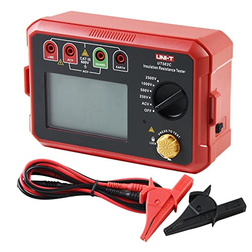 UNI-T UT502C Isolierung Widerstand Tester 2500V 20.0GΩ Isolationsmessgerät Isolationstester, Digitale Megohmmeter Ohm Tester Auto Range mit Hintergrundbeleuchtung von UNI-T