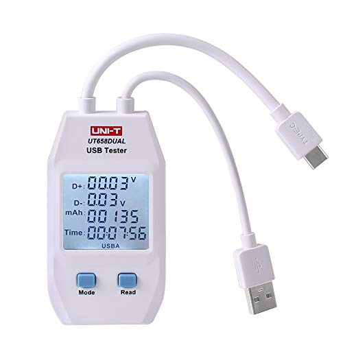 UNI-T UT658 Digital USB Tester Voltmeter Amperemeter Spannung Strom Meter Kapazität Tester Monitor mit Hintergrundbeleuchtung (Duale Schnittstelle Typ A und Typ C) von UNI-T