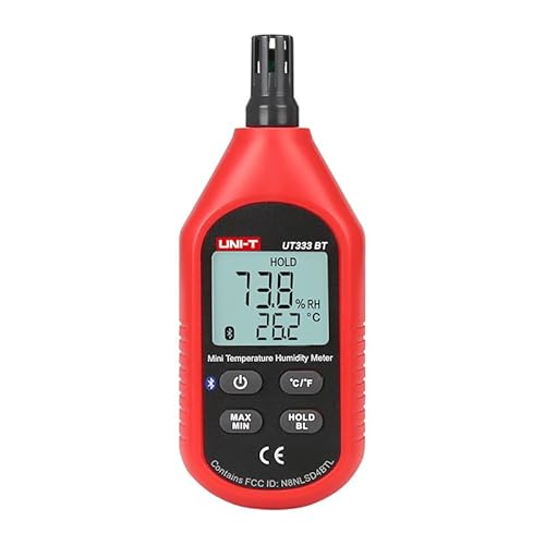 UNI-T Uni-trend Hygrometer : Mini Temperature Humidity Meter LCD Digital Air Temperature Thermometer Hygrometer Gauge Tester MAX/MIN Mode(UT333BT with Bluetooth function) von UNI-TREND