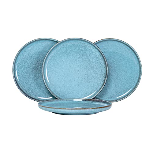 UNICASA Dessertteller Tellerset, Porzellan Dinnerteller Blau, Speiseteller Set 4-tlg Geschirrservice Tafelservice, Spülmaschinenfestes Keramik Teller von UNICASA