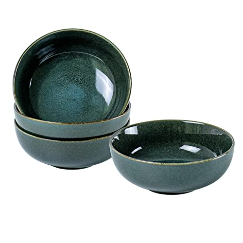 UNICASA Suppenschalen 4er Set, Grün Porzellan Müslischale Keramik 16cm, Ideal als Suppenschüsseln, Dessertschalen, Cornflakes Schüssel Tafelservice für 4 Personen, Spülmaschinenfestes Geschirrsets von UNICASA