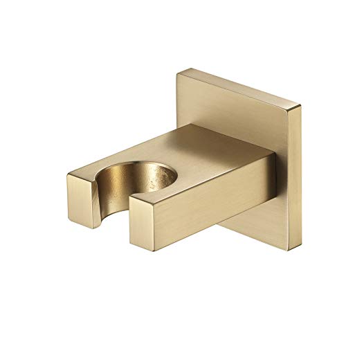UNICOKA Duschkopfhalter Messing Handbrausekopfhalterung Wandmontierter Duschhalterungshalter Quadratischer Duschhalter, gebürstetes Gold von UNICOKA
