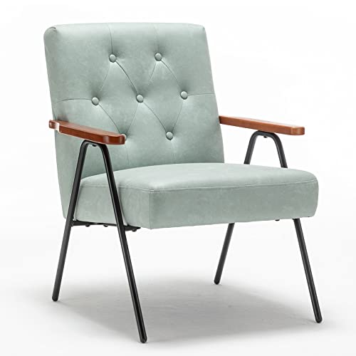 UNICOO Moderne Akzentstühle, Mid-Century Sessel Wohnzimmerstuhl Freizeitstuhl mit Metallbeinen, Empfangs-Seitenstühle (ZKL-222K Diamantgrün) von UNICOO