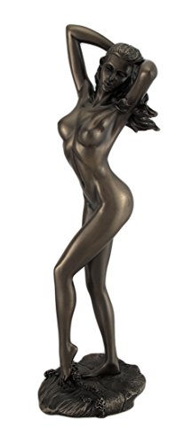 Unicorn Studio Bronze Finish Nackte Frau stehend mit Hände in Haar Statue Skulptur erotische Kunst von Veronese Design